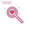 Vector illustration of search love concept in flat bold line style.