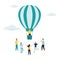vector illustration, search for new ideas, teamwork in the company, brainstorming, fantasy flight, thought process, balloon flies