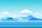 Vector illustration seascape background with the bird flying and