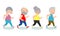 Vector Illustration of senior couple running in a park. old man and old lady run. senior runner, gym or outdoor healthy lifestyle.