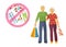 Vector illustration of senior lady and gentleman with silver hair walking together arm-in-arm with purchase bags and no