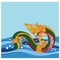 Vector illustration, serpent, serpent, Thai art, in the water