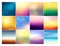 Vector illustration set of 12 square blurred backgrounds in pastel colors. Beautiful sunset gradients and sunrise sea