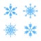 Vector illustration. Set of 4 Snowflakes thin line ftat design