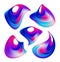 Vector illustration: Set of abstract colorful wave flow design elements. Paint twisted liquid shape