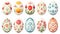 vector illustration set, beautiful handpainted easter eggs isolated on a white background. Beautiful design element.