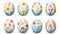 vector illustration set, beautiful handpainted easter eggs isolated on a white background. Beautiful design element.