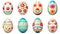 vector illustration set, beautiful handpainted easter eggs isolated on a white background. Beautiful design element