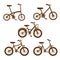 Vector illustration set of bicycles silhoutte, bikes, wheels, transportation type.