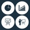 Vector Illustration Set Business Icons. Elements Graph pie, diagram up, diagram up and Training icon