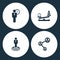 Vector Illustration Set Business Icons. Elements Man time, Dollar coin and time balance on scale, Man and People connecting icon
