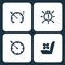 Vector Illustration Set Car Dashboard Icons. Elements speedometer, exterior bulb failure, Cruise control, and Seat fam icon