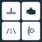 Vector Illustration Set Car Dashboard Icons. Elements temperature, Engine, Lane Assist, and Beam icon requlator