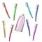 Vector illustration. A set of colorful toothbrushes and a tube of toothpaste, cartoon style