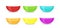 Vector illustration set of colourful empty bowls isolated on white background. Porcelain ceramic plates, colored