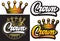 Vector illustration with set of crowns. Isolated clipart