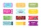 Vector illustration set of different movie tickets, cinema and circus. Colorful and bright tickets collection in flat