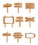 Vector illustration set of different wooden street signs, pointers collection on white background in flat style.