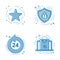 Vector illustration set of flat bold line icons with star - favorite sign, shield - web security, 24 7.