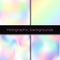 Vector illustration set of four realistic holographic backgrounds in different colors for cover design, trendy modern