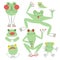 Vector illustration set with frogs