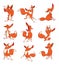 Vector Illustration of a Set Funny Foxes. Cartoon Cartoon Character