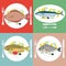 Vector illustration set of grill prepared fish with lemon and parsley