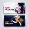 Vector Illustration Set Of Gym And Sport Gift Voucher Template With Women And Runner