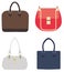 Vector illustration of a set of ladies handbags