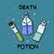 Vector illustration, a set of magical deadly potions. Magic poison. Halloween, elixir bottle, mystic, witchcraft