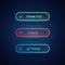 Vector Illustration Set of modern neon glowing buttons. Different colors of dark rounded icon forms. Web element