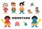 Vector illustration set of Momotaro characters. Momotaro is well-known story in Japan.