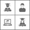 Vector Illustration Set Office Education Icons. Elements of graduation cap and diploma of student, avatar, ebooks and graduation c