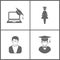 Vector Illustration Set Office Education Icons. Elements of Graduation cap and laptop, graduate student, Avatar and Avatar with Gr