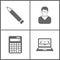 Vector Illustration Set Office Education Icons. Elements of Pen, Avatar, vector calculator and ebooks