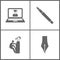 Vector Illustration Set Office Education Icons. Elements of virtual online education, Ink Pen, Climbing to the knowledge and ink p