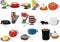 Vector illustration set of pairs sweet desserts and drinks