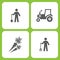 Vector Illustration Set Of Simple Farm and Garden Icons. Elements Gardener, Tractor, Carrot, Farmer