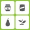 Vector Illustration Set Of Simple Farm and Garden Icons. Elements honey, Seed bag, Pear, plant