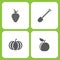 Vector Illustration Set Of Simple Farm and Garden Icons. Elements strawberry, Shovel, Pumpkin, Apple