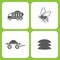 Vector Illustration Set Of Simple Farm and Garden Icons. Elements truck, bee, Wheelbarrow, Seed bag