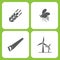 Vector Illustration Set Of Simple Farm and Garden Icons. Elements wheat, Bee, saw, wind power