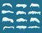 Vector illustration set of snow and ice vector frames. Winter snow caps, snowdrifts and icicles in cartoon flat style.