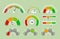 Vector illustration set of speedometers measuring icons. Indicators collection with different pointers in flat cartoon