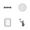 Vector illustration set sport icons. Elements volleyball logo, sheet mark, golf ball and lightweight dumbbells icon