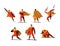 Vector illustration set of Superhero actions, different poses.