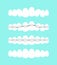 Vector illustration set of teeth, dental orthodontics treatment with teeth braces, process of level teeth, beautiful