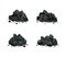 Vector illustration set of various piles of black coal isolated on white background.