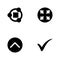 Vector illustration set web icons. Elements check mark, up sign in round, open sign and share sign icon