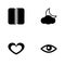 Vector illustration set web icons. Elements eye, heart, crescent behind the cloud and zipper icon